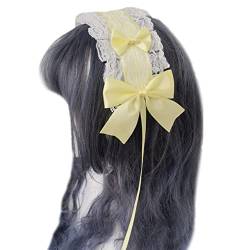 XINGLIDA Haarband, Anime-Dienstmädchen-Stirnband für Mädchen, Rüschen, Spitze, Stirnband mit Schleife, Show, modisch, Damenhaarband, Kopfbedeckung (Y#) von XINGLIDA