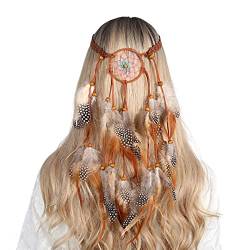 XINGLIDA Haarband, Federn und Perlen, Dekor, Stirnband für Damen, Traumfänger, Netz, Haarband im ethnischen Stil, für Halloween-Party (BN#) von XINGLIDA