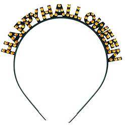 XINGLIDA Haarband, Halloween-Stirnband für Strasssteine, Buchstaben-Kopfbedeckung für Party, Haarband, Kristall-Kopfschmuck, Partyzubehör von XINGLIDA