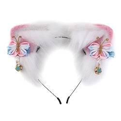 XINGLIDA Haarband, buntes Kätzchenohr, Cosplay-Haarreif mit Schmetterlings-Dekoren, für Damen, Teenager, Stirnband für Live-Übertragung, Karneval, Haarband (Nr. 4) von XINGLIDA