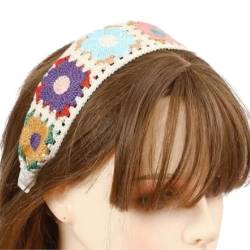 XINGLIDA Haarband, gestricktes Stirnband für Damen, Stretch-Turban, gehäkelt, Oma-quadratisch, ethnischer Stil, zum Binden (5#) von XINGLIDA