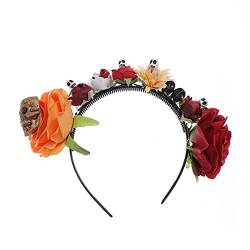 XINGLIDA Haarband, handgefertigter Rosen-Kopfschmuck, Blumenschädel-Stirnband für Halloween, Party, Weihnachten, für kreative Gothic-Haar-Accessoires (Nr. 3) von XINGLIDA