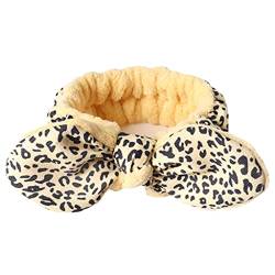 XINGLIDA Haarband aus Plüsch, Schleife, niedliches Leopardenmuster, gestreift, gepunktet, Turban, elastische Stirnbänder zum Waschen von Gesicht, Spa, Make-up (Nr. 2) von XINGLIDA