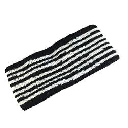 XINGLIDA Haarband für Damen, Winter, warm, gestrickt, schwarz-weiß, unregelmäßig, gestreift, breit von XINGLIDA