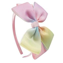 XINGLIDA Haarband für Mädchen, überzogen, doppellagig, Regenbogen-Ripsband, Schleife (Nr. 4) von XINGLIDA