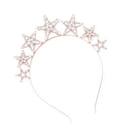 XINGLIDA Haarreif, Stern-Haarband, glitzernde Strasssteine, Krone, Braut-Kopfschmuck, Party, Foto-Requisiten, atemberaubender Kristall, auffällige Krone (RG#) von XINGLIDA