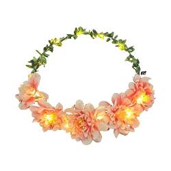 XINGLIDA Hawaiianisches LED-Blumen-Stirnband, leuchtendes Blumenmuster, Haar-Accessoire, Dekoration für Teenager-Mädchen, Erwachsene, weibliche Cosplay-Requisiten (J#) von XINGLIDA