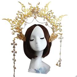 XINGLIDA Hohle Krone mit Perlen, Stirnband, Perlenkette, Foto-Requisiten, DIY-Material, luxuriös, geprägter Haarreif (G#) von XINGLIDA