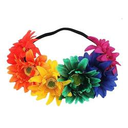 XINGLIDA Modisches, mehrfarbiges Haarband in Blumenform, elastisch, für Bühne, Hochzeit, Party, Damen-Styling-Stirnband (C#) von XINGLIDA