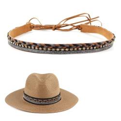 XINGNIAO Hutband Aussen,Cowboy-Hut Band, Western-Hutband für Herren, verstellbares Hutband für Cowboy-Hut, Hutband aus Kunstleder (Stil 2) von XINGNIAO