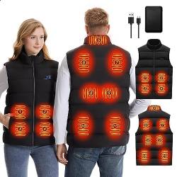 XINSONYUELL Beheizbare Weste für Herren Damen mit Akku, Beheizbare Jacke mit Powerbank mit 3 Einstellbar Temperatur, 11 Zonen Heizung, Winter Outdoor Heizweste von XINSONYUELL