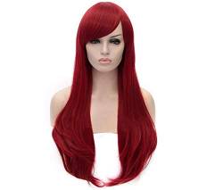 LOL Katarina Cosplay Wig Katarina Du Couteau 70cm Long Dark Red Culy Heat Resistent Synthetic Hair Wigs + Wig Cap von XINYIYI