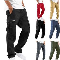 XINYUNZU Herren Hose Cargohose Sommer Freizeithosen mit Taschen Leichte Sommerhose Outdoor Hose Regular Fit Arbeitshosen Männer Lässig Hosen Gutschein Amazon Schwarz L von XINYUNZU