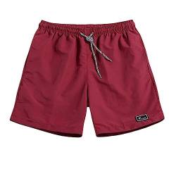 XINYUNZU Kurze Hosen Herren Shorts Sommer Casual Bermuda Shorts Mit Taschen Leichte Kurze Hose Männer Einfarbig Freizeithose Kurz Laufhose Kurz Angebote des Tages Heute Wein M von XINYUNZU