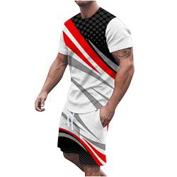 XINYUNZU Trainingsanzug Herren Jogginganzug Kurzarm Sportanzug Freizeitanzug 2 Teiler Casual Outfit Sommer Shorts und Tshirt Tracksuit Sport Set Hausanzug Männer Angebote des Tages Heute Weiß 3XL von XINYUNZU