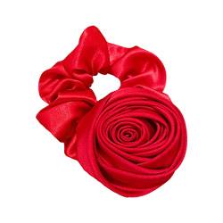 2023 Französisches Retro-Haarseil mit sanfter Rose, großer Darm, literarische Blume, Pferdeschwanz, Seil für Frisuren, große Rosen, Blumen-Haarseil von XINgjyxzk