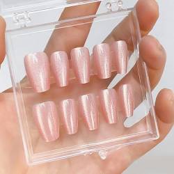 Augen drücken Sie auf Nägel, volle Abdeckung auf Nägeln, kurze quadratische falsche Nagelspitzen, lange Sarg, Ballerinas, falsche Nägel, Augen drücken auf Nägel, Glitzer, künstlicher Nagel, lange von XINgjyxzk