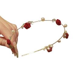 Beflockte Rosen-Haarbänder, heiße Mädchen, Foto-Stirnband, Hochzeits-Haarband mit für Damen, Mädchen, Barock-Stirnband, Hochzeit, Barock-Stirnbänder für Frauen von XINgjyxzk