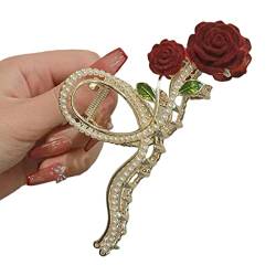 Decors Haarklammer für Damen, Pferdeschwanz, Rose, zarte Haarspange, rutschfest, für Fotos, Hochzeit, Haarschmuck, Haarklammer für Damen, dünnes Haar, Haarklammer für Damen, kleine Haarklammer von XINgjyxzk