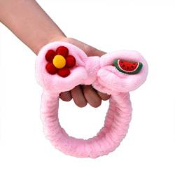 Elastisches pelziges Stirnband, Plüschschleifen für Kopfwickel, Samt, Stirnbänder, Make-up, Kopfbedeckung, niedliche Blume, Wassermelone, Tur, große Stirnbänder für Damen von XINgjyxzk