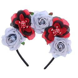 Gothic-Totenkopf-Stirnband, Halloween-Haarband, Gothic-Blumenkronen für Frauen, Tag der Toten, Stirnband, Gothic-Blumenkronen für Frauen von XINgjyxzk