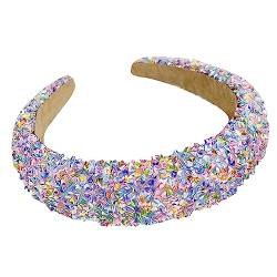 Modische Stirnbänder für Damen, rutschfest, weich, dick, breit, Mädchen, glitzernde Pailletten, Haar-Accessoire, Pailletten-Stirnband für Frauen, Haarmode, ohne Druck, modisch, dehnbar, rutschfest von XINgjyxzk