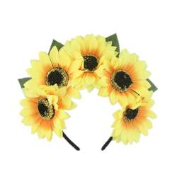 Realistisches Sonnenblumen-Stirnband für Mädchen, verstellbarer ethnischer Haarreif, Karneval, Party, Mädchen, Haarschmuck, Sonnenblumen-Stirnband für Erwachsene, Sonnenblumen-Stirnbänder für Frauen, von XINgjyxzk