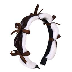 Schleifen-Stirnbänder, elegante PU-Leder-Haarreifen für besondere Anlässe, Bühnenshow, wunderschönes Haar-Accessoire, Stirnband für Mädchen, süße Foto-Requisiten von XINgjyxzk