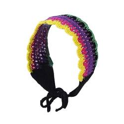 Süßes Haarband für Mädchen, gehäkelt, gestreift, Sonnenfest, Turban, Raffhalter, Camping-Headwrap für Teenager, schönes Haar-Tuch, gestricktes Halstuch von XINgjyxzk