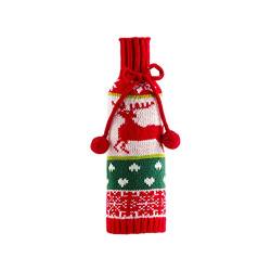 XINgjyxzk Weihnachtspullover für Weinflaschen, Strickkleid für Weinflaschen, Dekoration, passend für Party/Zuhause/Hoteltische, Weinflaschenüberzug Weihnachten, Elch von XINgjyxzk