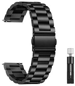 XIRUVE Uhrenarmband Edelstahl Schnellverschluss Ersatzband für Damen Herren 14-24MM (18mm, Schwarz) von XIRUVE
