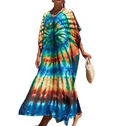 XIVISTO Damen Strandkleid Kaftan Lange Strandponcho Sommer Boho Maxikleid Pareo Tunika Bikini Cover Ups von XIVISTO