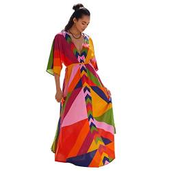 XIVISTO Damen Strandkleid Kaftan Lange Strandponcho Sommer Boho Maxikleid Pareo Tunika Bikini Cover Ups von XIVISTO