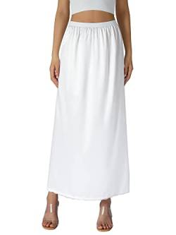 XIXIMAON Damen-Petticoat mit Spitze, unter Kleid, langer Dessous, Unterwäsche, elastischer Bund, weiß, 46 von XIXIMAON