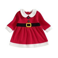 XIXIMAON Mädchen Kleid Weihnachten Plüsch Weihnachtskleid Baby Mädchen Kostüm Weihnachten Winter für Mädchen von 1 bis 6 Jahren (Rot 3, 18-24 Monate) von XIXIMAON