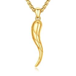 XIXLES Italienische Cornicello Halskette Sterling Silber Gold Italienisch Horn Anhänger Halskette Herren Lucky Italienisch Gold Horn Schmuck Geschenk für Männer Frauen von XIXLES