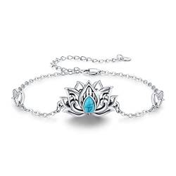 Lotus Blume Armband Türkis Armband für Damen 925 Sterling Silber Träne Mondstein Armband Lotus Schmuck Geschenke von XIXLES