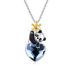 XIXLES Panda Kette Kinder Herz Anhänger Halskette Damen Silber 925 Panda Schmuck Geburtstagsgeschenk für Frauen Mädchen von XIXLES