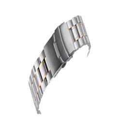 XJBCOD YIYOU 5Rows Uhrenarmband 18mm 20mm 22mm 24mm Ersatzuhrarmband Edelstahl Doppelschloss Schnalle Band Armband Gürtel Armband (Color : Silver Rosegold, Size : 24mm) von XJBCOD