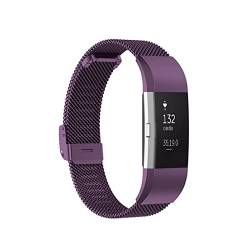 XJBCOD YIYOU Metall Edelstahlband Fit for Fitbit Ladung 2 Uhrenband EasyFit Uhrenband Fit for Fitbit Ladung 3 4 Armband (Color : Dark Purple, Size : L-Charge 3-217mm) von XJBCOD