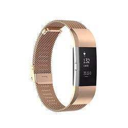 XJBCOD YIYOU Metall Edelstahlband Fit for Fitbit Ladung 2 Uhrenband EasyFit Uhrenband Fit for Fitbit Ladung 3 4 Armband (Color : Rose Gold, Size : L-Charge 3-217mm) von XJBCOD