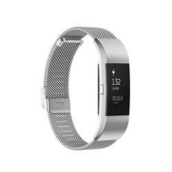 XJBCOD YIYOU Metall Edelstahlband Fit for Fitbit Ladung 2 Uhrenband EasyFit Uhrenband Fit for Fitbit Ladung 3 4 Armband (Color : Silver, Size : L-Charge 4-217mm) von XJBCOD