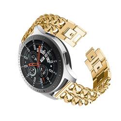 YIYOU 20 22mm Band kompatibel mit Samsung Galaxy Watch 4 44/40mm Classic 46/42mm Cowboy -Ketten -Metallgurt mit Galaxy Watch 3 45 mm 46mm Uhrenband (Color : Gold, Size : Galaxy watch 4 44mm) von XJBCOD
