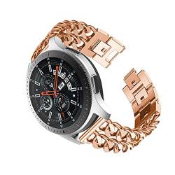 YIYOU 20 22mm Band kompatibel mit Samsung Galaxy Watch 4 44/40mm Classic 46/42mm Cowboy -Ketten -Metallgurt mit Galaxy Watch 3 45 mm 46mm Uhrenband (Color : Rose gold, Size : Galaxy watch 3 45mm) von XJBCOD
