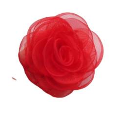 XJHHS 2/4PCS 8 * 10CM Rot Gelb Silber Satin Blume Brosche Pin Abzeichen Blume Corsage satin Rose Blume/Rosen Brosche Pin von XJHHS