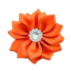 XJHHS 4 * 9 cm 20 Stück Strass Silber Satin Blume Anstecknadel Abzeichen Blume Corsage Satin Rose Blume/Rosen Anstecknadel Brosche Pin für Frauen Braut von XJHHS