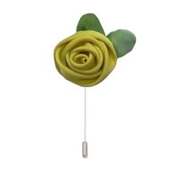 XJHWD 10/20 Stück 4 x 10 cm silberfarbene Satin-Blumen-Anstecknadel Abzeichen Blumen-Corsage Satin-Rosen-Blume/Rosen-Anstecknadel Brosche von XJHWD