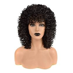 Lockige Perücken für schwarze Frauen Premium Curly Afro Perücken synthetische natürliche schwarze lockige Perücke mit Knall von XJKLBYQ