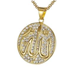 XJKLBYQ GOLD Pendellankette Verstellbares Metall -Strass -Kettenketten Halsketten für Frauen, muslimische Anhänger Halskette von XJKLBYQ