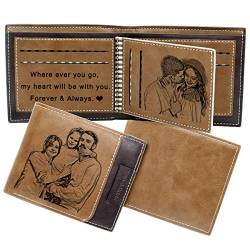 Personalisierte Foto Geldbörse Herren Leder, Gravierte Bild Brieftasche für Männer Vatertagsgeschenk von XJone